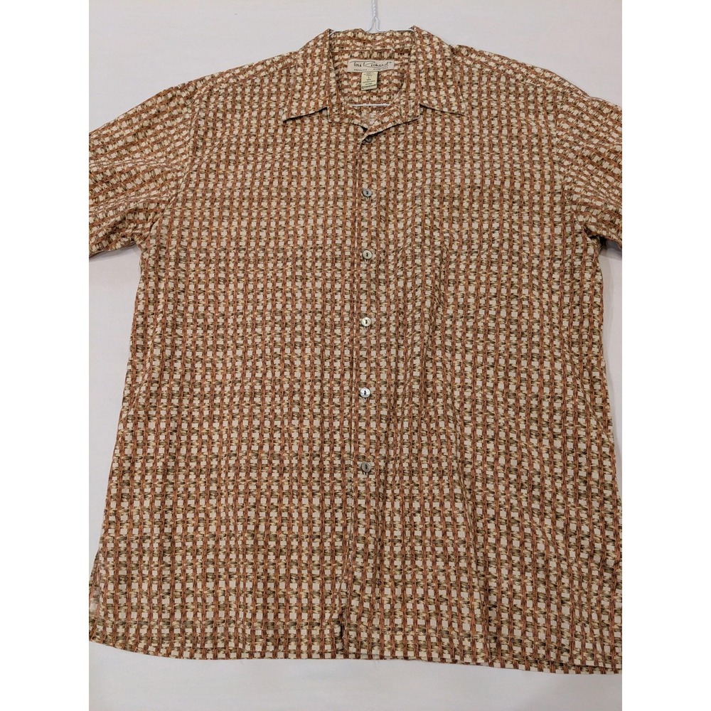 Vtg Tori Richard Shirt Men L Brown Geometric Cotton Lawn Hawaiian Aloha Camp EUC - Picture 11 of 14